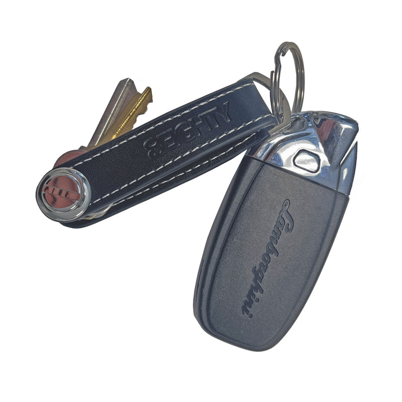 Shiny Rhinestone Crystal Mens Leather Keychain Holder For Car Keys