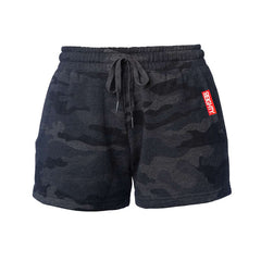 80Eighty® Women's Black Camo Fleece Shorts